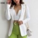 Szín: fehér M - Női szolid szexi mély V nyakú Crop kardigán hosszú ujjú Bodycon fehér blézer szettek