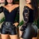Szín: fekete XL - Elegáns női, tömör, váll nélküli csipke patchwork, hosszú ujjú Bodycon szexi blúz felsők