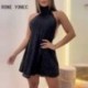 Szín: fekete L - Női elegáns flitterek, kötőfék, ujjatlan szexi fűzős mini A-vonalú Bodycon partiruhák