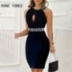 Szín: piros S - Női Solid Chic Elegáns, ujjatlan strasszos szexi hollow Out Silt Bodycon mini szexi ruhák