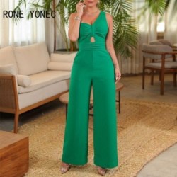 Szín: zöld S - Női, 2023-as, egy váll kivágású, széles lábú jumpsuitek