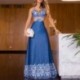 Szín: kék M - Női Elegáns Szexi V nyakú spagettipántok Midriff Maxi Tribal Ethos stílusú szexi ruhák