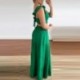 Szín: zöld M - 2023 Női elegáns, tömör, repülő ujjú Crop Top maxi szoknya elasztikus derékrésben, többszintes