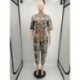 Szín: Light Camouflage S - Terepszínű mintás Sport nadrág Női Jumpsuit alkalmi lehajtható gallérral fél ujjú overál