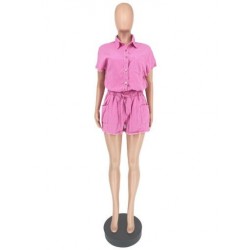 Szín: Pink XL - Alkalmi, kétrészes társalgógarnitúrák, női nyári öltönyök, rövid ujjú ing felsők és