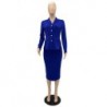 Szín: kék XXL - Elegáns divatos női üzleti formális munkaruha egysoros, teljes ujjú blézer felső és hátsó osztott