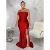 Szín: piros L - Egy válloldalon magasra hasított estélyi ruha Női Szexi Ujjatlan Hátatlan, Földig érő Ruhák Elegáns,