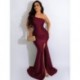 Szín: Burgundy L - Egy válloldalon magasra hasított estélyi ruha Női Szexi Ujjatlan Hátatlan, Földig érő Ruhák