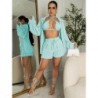 Szín: világoskék L - Szexi, rugalmas 3 részes, hozzáillő szett Nyári ünnepi ruha nőknek Cross Halter melltartó felsők