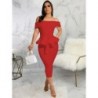 Szín: piros XXL - Gyönyörű tömör, lépcsőzetes fodros ceruza ruha nyári női ruhák elegáns váll nélkül, osztott
