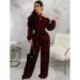Szín: bordó XL - Esztétikus nyomtatás Elegáns nadrágos női jumpsuit hideg váll hosszú ujjú egyrészes overál Vintage