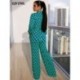 Szín: sárga L - Lenyűgöző nyomtatású Bodycon széles lábú jumpsuit lányoknak póló nyakú teljes ujjú egyrészes