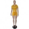 Szín: sárga-rövid ujjú L - Női sport pulóverek, kétrészes rövid készletek, alkalmi kapucnis, hát nélküli, üreges