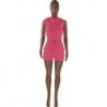 Szín: rózsapiros-ujjatlan L - Női sport pulóverek, kétrészes rövid készletek, alkalmi kapucnis, hát nélküli, üreges
