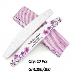 Szín: 10 db 100-100 szemcseméretű - 2/5/10 db Virágnyomott professzionális körömreszelő Multi Grit Half Moon Lime A