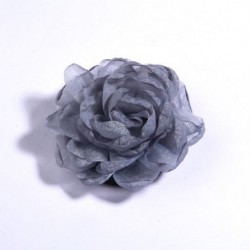 Szín: Deep Blue - 4 db 9,5 cm-es, kézzel készített nagy sifon szövet virágok hajkiegészítőkhöz Burn Edge virág