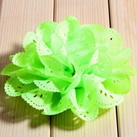 Szín: Lime 1 PC - 1 db 10 cm-es 20 színű divatos üreges kivirágzott fűzőlyukú hajszövet virágok puha, elegáns