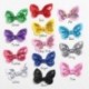Fehér szín - 10 DB 2,3&quot -es 6 cm-es mini flitteres haj masni lányoknak fejpánt Boutique Butterfly formájú haj masni