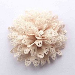 Szín: Bézs klip nélkül - 5 DB 8,5 cm-es 3,4&quot  Beauty Handmde Fabric Virágok Hajhoz Kiegészítők Sifon hajvirág