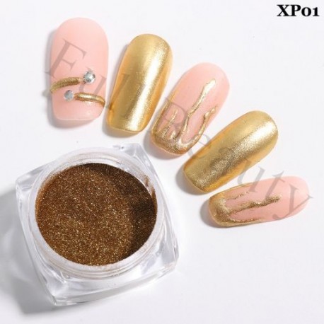 Szín: XP01 - Arany króm körömpor téli dekoráció tükör köröm pigment púder pezsgő rózsaszín csillogó dörzsölő