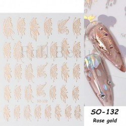 Szín: SO-132 Rose Gold - Lézeres pillangó matricák körmökhöz szuper fényes csillogó 3D láng varjú szív hópehely