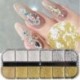 Szín: 12GPZ-8 - 12Rácsos Nail Art Mini fém gyöngyök arany ezüst apró rozsdamentes acél kaviár gyöngyök 0,6-2,0 mm 3D