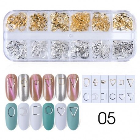 Szín: 772-05 - 12Rácsos Nail Art Mini fém gyöngyök arany ezüst apró rozsdamentes acél kaviár gyöngyök 0,6-2,0 mm 3D