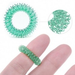 Szín: zöld - 1db Titán acél ujjmasszázs gyűrű akupunktúrás gyűrű terápia Relax kéz vérkeringés