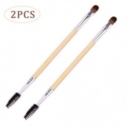 Fogantyú színe: 2 DB - Szemöldök szempilla smink ecsetek kozmetikai szempillák kétvégű szemöldökkefe fa nyelű