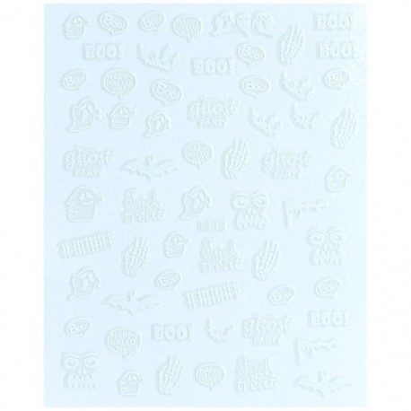 Szín: fehér 1113 - 1db világító 3D körömmatrica öntapadó transzfer matrica matricák Halloween manikűr tippek