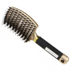 Szín: arany - Bristle Hair Brush Pro Tartós fodrász masszázs fésű Hajvágó kefe Hajkefék Lányok Lófarok Fésű
