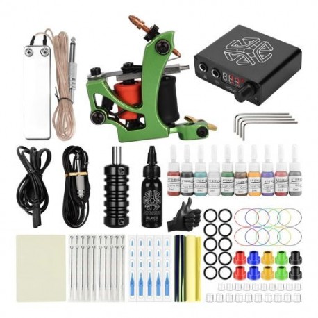 Szín: 01 - Tattoo Kit Tetováló Kiegészítő Készlet Kezdő Árnyékológép Tápegység tintával Pigment tetováló