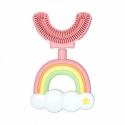 Szín: rózsaszín 2-6Y - Kids fogkefe U-alakú 360 fokos csecsemő fogkefe baba fogkefe gyermek szilikon kefe kisgyermekeknek