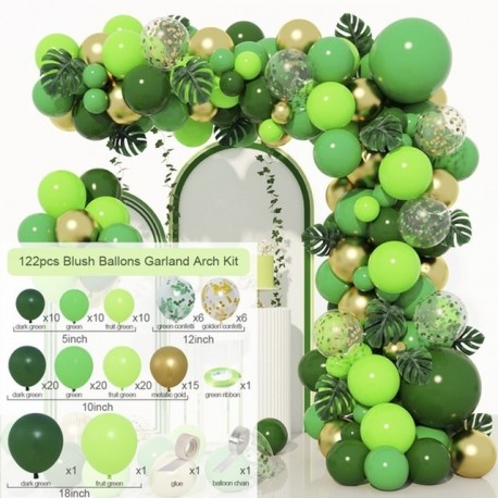 Szín: léggömbkészlet 9 - Jungle Safari Theme ballons Garland Arch Kit trópusi pálmalevelekkel gyerekeknek születésnapi