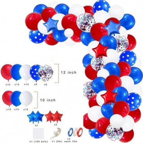 Szín: G - 145db piros fehér és kék léggömbfüzér ív készlet tengeri partihoz, baseball partihoz július 4-i