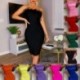 Szín: zöld - Női váll nélküli csőruha plüss műszőrme pánt nélküli Bodycon ruha Elegáns, elegáns parti fehér