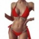 Piros szín - Női fürdőruha Crystal szexi bikini kötőfék, Push Up, párnázott édes bikini szett Női vintage elegáns