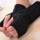 Szín: fekete 2 - Kötött félujjas kesztyű női meleg puha gyapjú téli kesztyű Handschoenen ujjatlan lányoknak Guantes