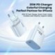 Csatlakozó típusa: Rózsaszín kábellel - Toocki USB C töltő 20 W iPhone 12 13 14 X hordozható USB Type C töltő 20 W PD