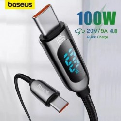 Fekete szín - Baseus USB Type C - USB C kábel 100W/5A PD gyorstöltő töltő vezeték Macbook Xiaomi Samsung Type-C USBC