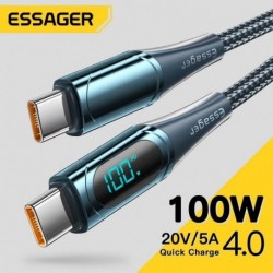 Szín: 100W C-C Kék - Essager USB - C típusú kábel C - C 100W/5A PD gyorstöltő töltőkábel Macbook Xiaomi Samsung C