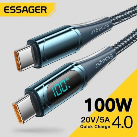Szín: 100W C-C Kék - Essager USB - C típusú kábel C - C 100W/5A PD gyorstöltő töltőkábel Macbook Xiaomi Samsung C