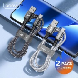 Szín: 2 db C típusú kábel - QOOVI 3.1A USB Type C kábel Gyors töltés Xiaomi Mi12 11 Samsung Huawei mobiltelefon töltő