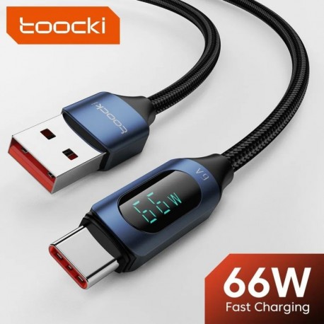 Szín: 66W A-C Fekete - Toocki USB Type C kábel 66W gyorstöltő töltő USB A - USB C kijelző kábel Xiaomi POCO F3 Realme