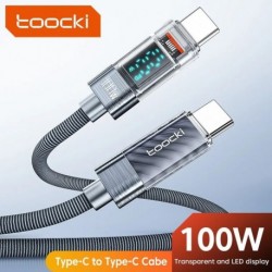 Szín: 60W kék - Toocki Type C - Type C kábel 100 W PD kijelző gyorstöltő töltő USB C - USB C átlátszó kábel Xiaomi