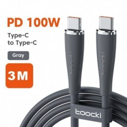 Szín: 100W C- C 3m Szürke - Toocki 100 W USB C - USB Type C kábel 7A gyorstöltő töltő PD kábel Huawei Xiaomi 12 POCO F5