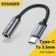 Szín: Sötétszürke - Essager USB Type C 3.5 Jack fülhallgató adapter USB C-3.5mm fejhallgató AUX audio adapter kábel
