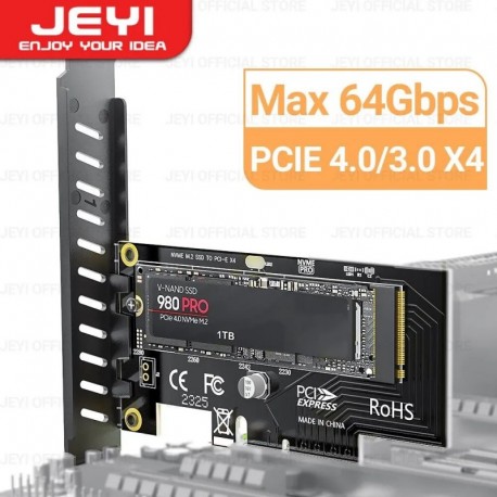 Szín: SK4 - JEYI M.2 NVME – PCIe 4.0 3.0 SSD adapter, 64 Gbps PCIe 4.0 X4 X8 X16 bővítőkártya asztali PC-hez, PCI-E GEN4