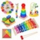 Szín: Xilofon - Montessori fajátékok csecsemőknek 1 2 3 éves fiú lánynak ajándék babafejlesztő játékok fa kirakós