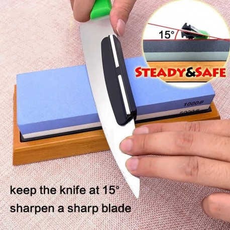 Fekete szín - 15 fokos késélező szögvezető élező kő Fix szögű tartozékok Professional Tools Whetstone konyhai